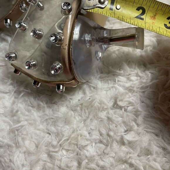 Gianni Bini clear slip on kitten heels studded rhinestones accents SZ 10M - Picture 9 of 12
